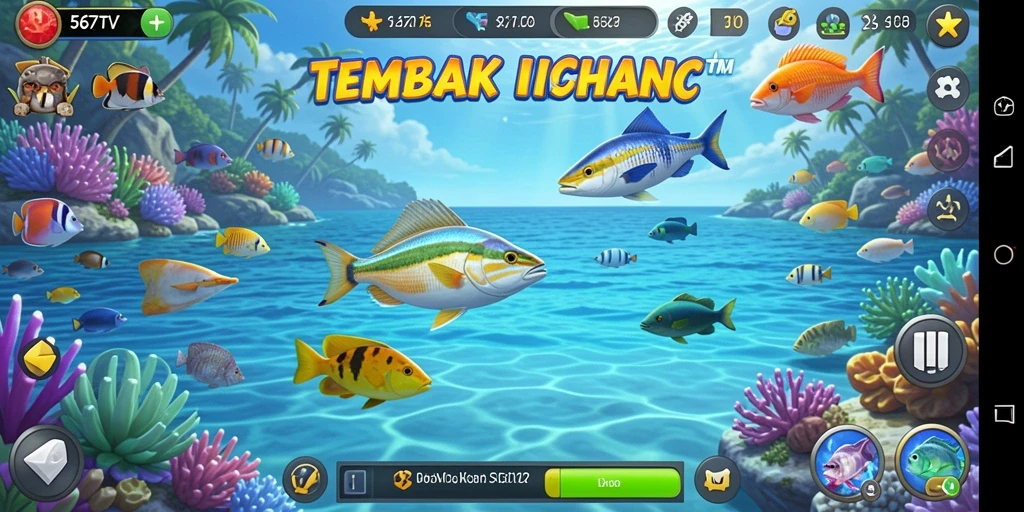 Tampilan gameplay 567TV yang menampilkan aksi menembak ikan.