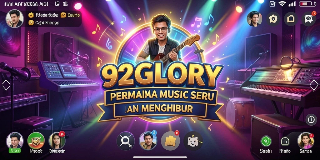 Tampilan gameplay seru pada 92GLORY dengan berbagai lagu dan mode permainan.