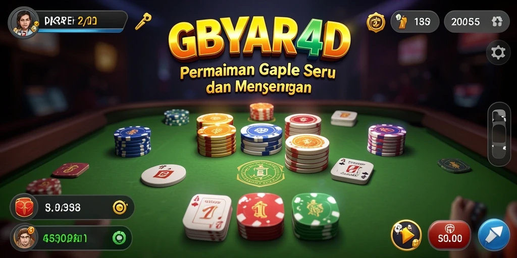 Tampilan gameplay GEBYAR4D yang menyenangkan dan interaktif untuk pemain Gaple.