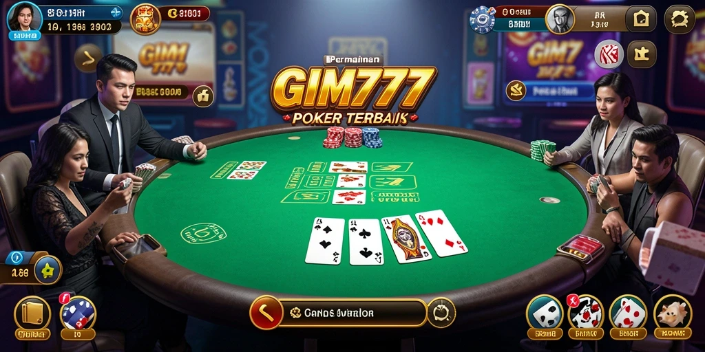 Tampilan gameplay Poker yang mendebarkan di GIM777.