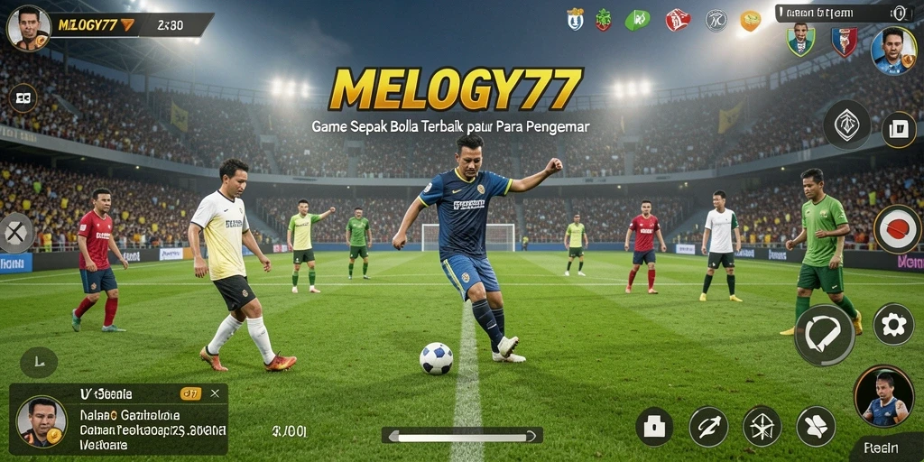 Gameplay seru dalam <strong>MELODY77</strong> dengan aksi sepak bola yang mendebarkan.