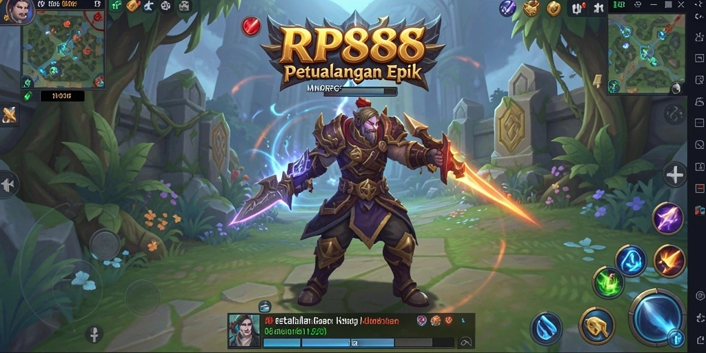Tangkapan layar utama RP888 menampilkan aksi seru dalam permainan MMORPG.